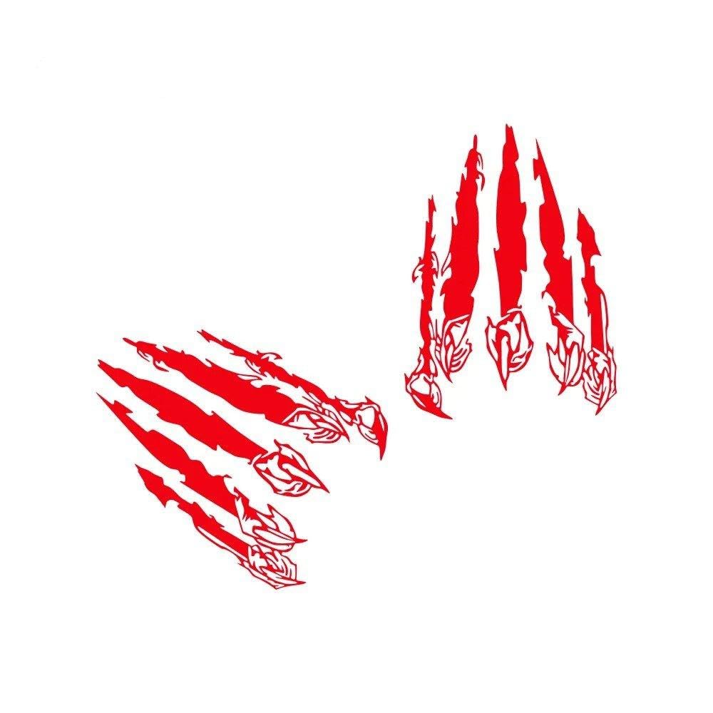 Car Beast Claw Paw Print Scratch Marks Stickers Decals for BOD(Glossy Red,25cmx20cm)