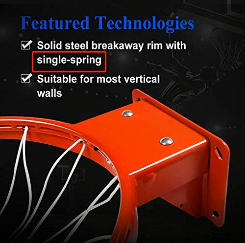 PROGOAL Professional Wall Mounted Basketball Rim Attach to Garage Wall, Hanging Basketball Goal, Standard 18'' with All Weather Net