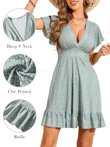 TORARY Womens Summer Dresses 2025 Floral Cap Sleeve Wrap V Neck Ruffle A-Line Sun Dress2