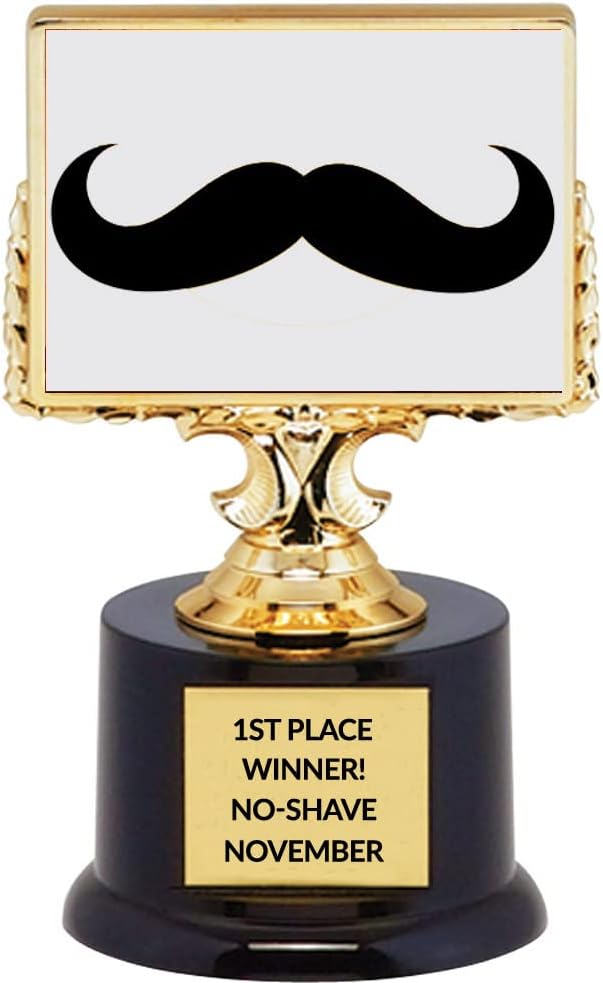 Mustache Trophy - No-Shave November - Mustache March - Movember Winner Trophy with Free Custom Engraving - 6 1/4" Tall