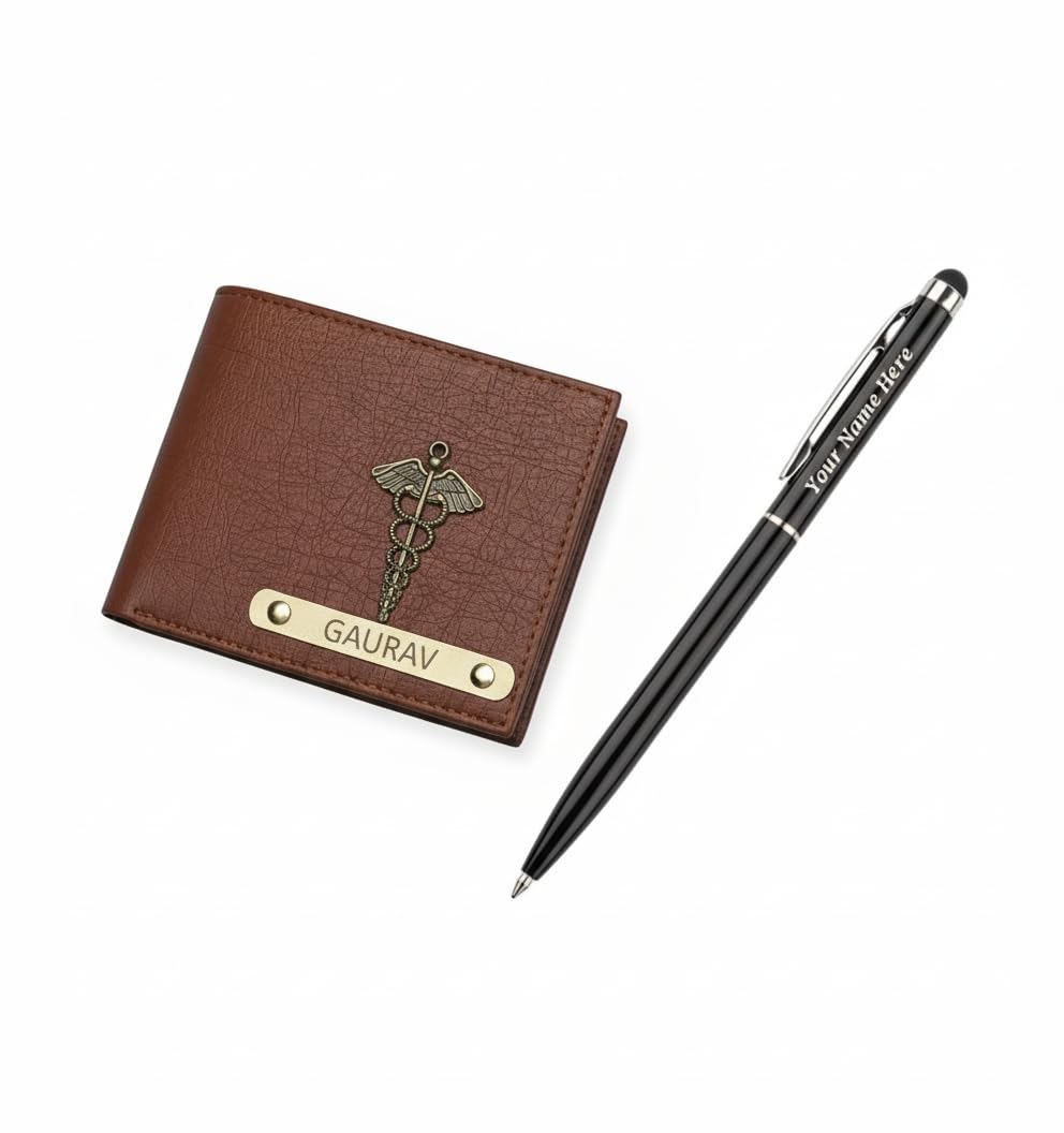 Personalized Leather Wallet for Men | Leather Passport Cover Holder for Men & Women | Customized Gifts with Name & Charm | Gift for Boys, Husband, Brother (Wallet, Tan Wallet with Free Pen)