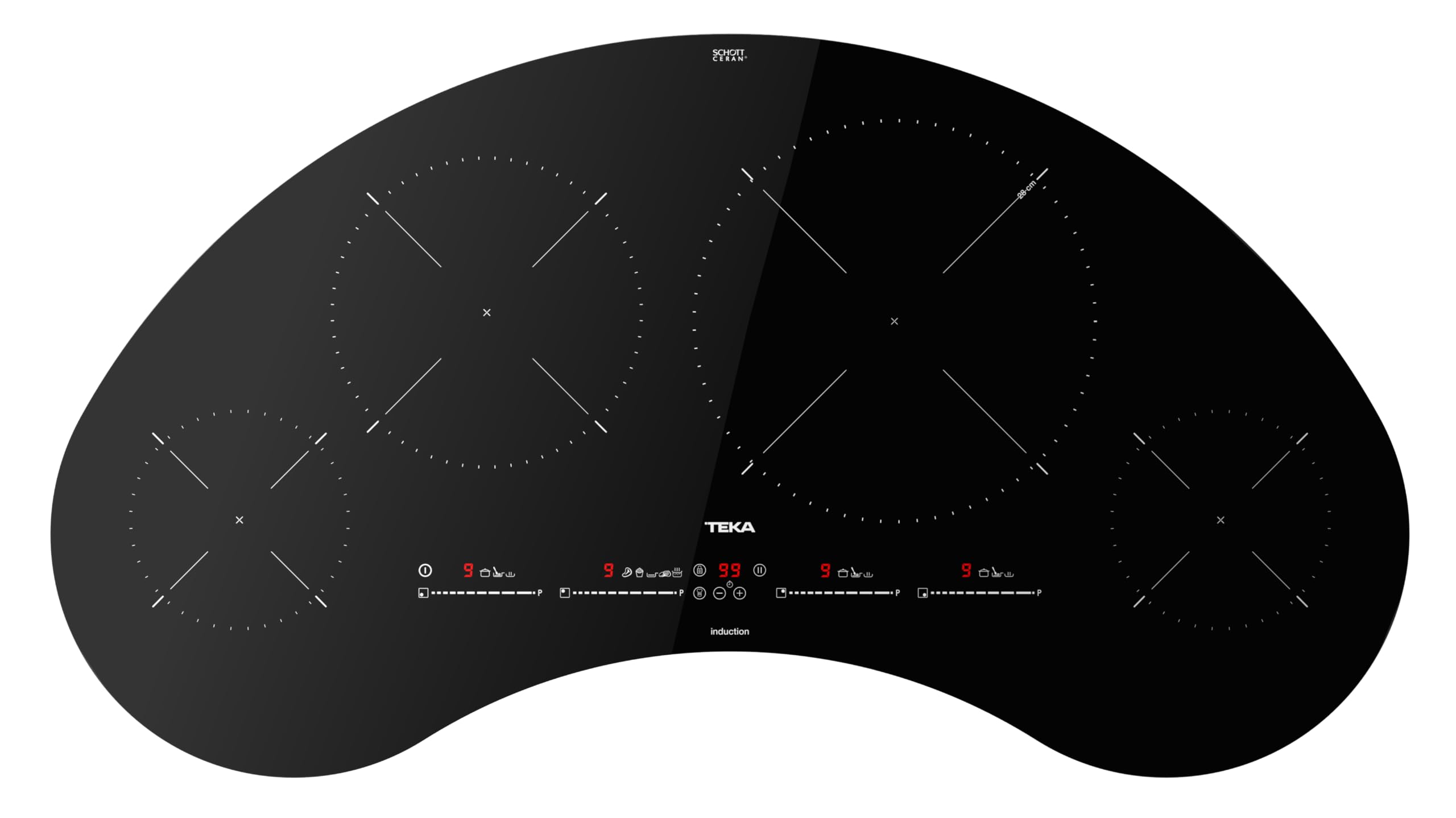 TEKA Placa de Inducción 95 cm, 4 Zonas, Touch Control Multislider, Sensores de Temperatura, Power Plus, Stop & Go, Modo Silencio, IKC 94628 MST BK