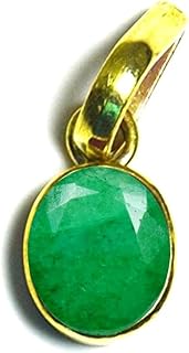 Colgante chapado en oro con piedra preciosa ovalada de 5 quilates, color verde real, para uso astrologístico