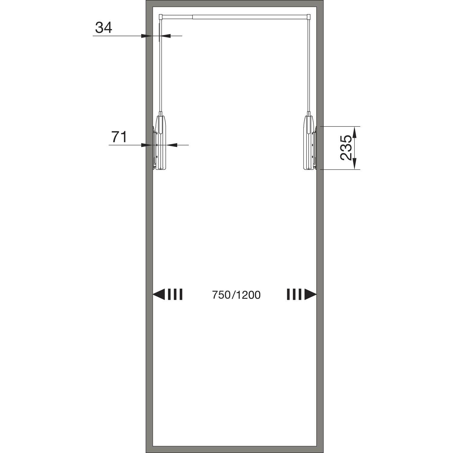 Kleiderlift elektrisch i3 gerade, weiß/verchromt
