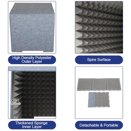 Cabina pequeña de música absorbente de sonido, estudio portátil de grabación de escritorio azul, caja acústica plegable ligera, escudo de privacidad insonorizado para grabación de voz, 31.4 pulgadas miniatura 2