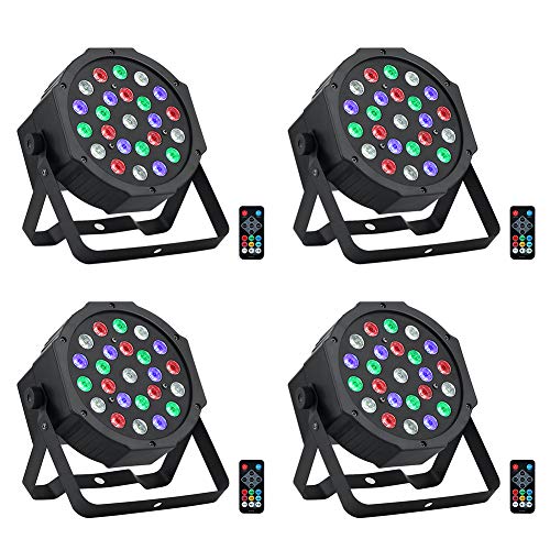 LED Stage Lights Package, OPPSK 24Wx4 LED Par Can with RGBW Color Mixing by Remote and DMX Control for Wedding Birthday Church Stage Lighting - 4 Pack
