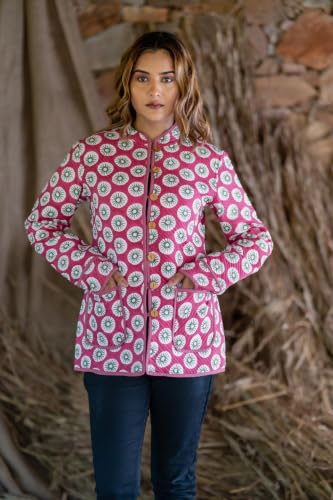 Image of Reversible Jacket for Women | Double Sided Quilted Jacket | Reversible Winter Jacket for Women | Stylish Ethnic Printed Jacket | Warm & Comfortable Casual Outerwear