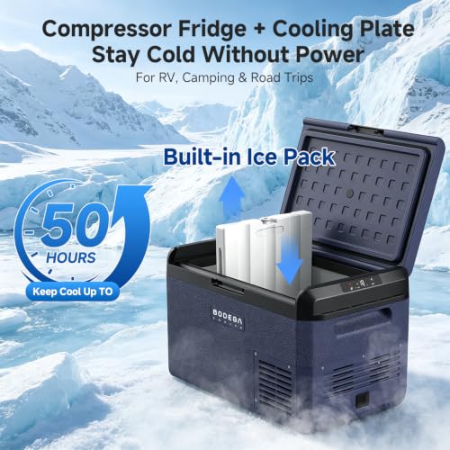 Image of BODEGACOOLER 12 Volt Car Refrigerator, 42QT(40L) IPX4 Waterproof Electric Cooler, 31dB Ultra-Quiet Car Fridge APP Control with 12 /24V DC 110-240V AC, -4℉~68℉, Portable for Truck RV Camping, Travel
