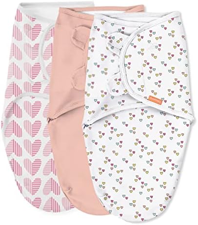 SwaddleMe Original Swaddle - Size Small/Medium, 0-3 Months, 3-Pack (Baby Hearts) Easy to Use Newborn Swaddle Wrap Keeps Baby Cozy and Secure and Helps Prevent Startle Reflex