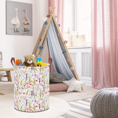 Image of 19.7 inch Laundry Basket,Dirty Clothes Hamper,Waterproof Storage Bin,Room Decor,Gift Baskets,Nursery Hamper(Flowering Shrubs)