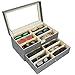 Kurtzy Boite a Lunette de Soleil Verrouillable - Rangement Lunette 2 Niveaux et 12 Compartiments avec Loquet - Presentoir Lunette de Soleil, Lunette de Vue - Gris Boite Rangement Lunette Unisexe