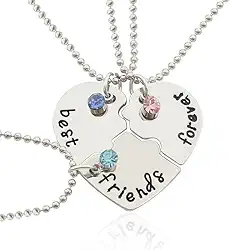 3 Peças Colar Melhores Amigas Coração Best Friends Forever