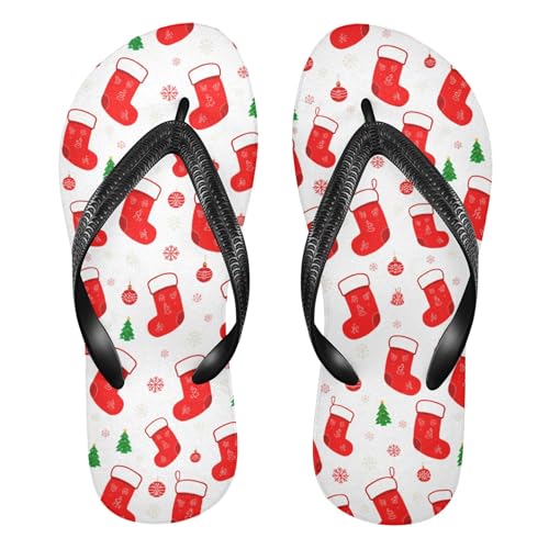 Burbuja Christmas Stockings Flip Flops for Women Men, Soft Thong Sandals Rubber Slippers for Pool Beach Essentials