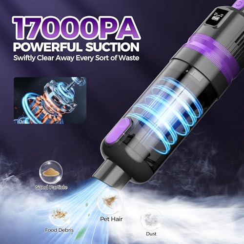 Image of Handheld Vacuum Cordless Rechargeable 2-Speed Modes| 3-in-1 Portable Cordless Vacuum Cleaner with Charging Dock, for Car Home Office and Pet Hair (Purple)