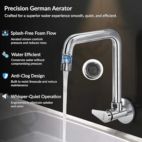 Image of Plantex 360 Rotating Kitchen Sink Tap for Kitchen Basin /Wall Mounted Kitchen Sink Tap Faucet /Water Tap for Kitchen Sink & Wash Basin /Mirror Chrome Finish (DOL-4300) - 7-Year Warranty