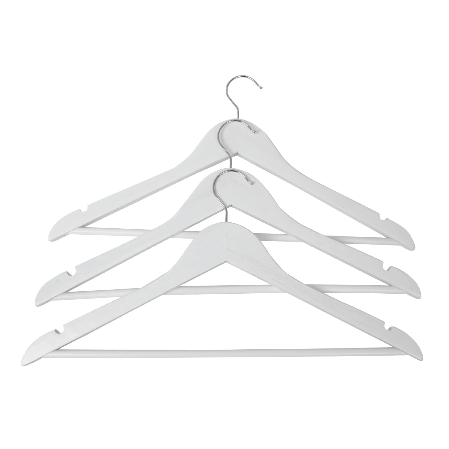 HOME It® 3 Pack 43cm White Slotted Trousers Bar Hangers - Scandinavian Design Ideal for Shirts and Winter Jackets
