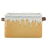 Ice Cream Cone Foldable Storage BasketsStorage Bins with Handles, Decorative Cloth Organizer Storage Boxes for Home|Office -14 x 10 x 8 in