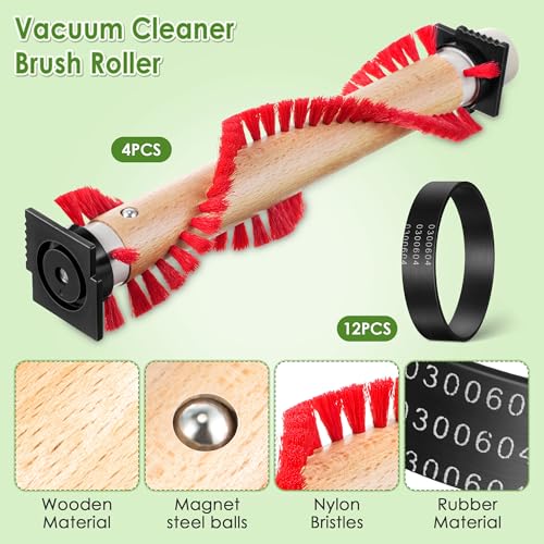 Image of Landhoow 4 Pcs 11 1 /4 inch Vacuum Roller Brushes with 12 Pcs Belt Compatible with Oreck XL Upright Vacuum Cleaner, Cleaner Belt Compatible with 0300604, Upright Replacement Part for House and Office Clean