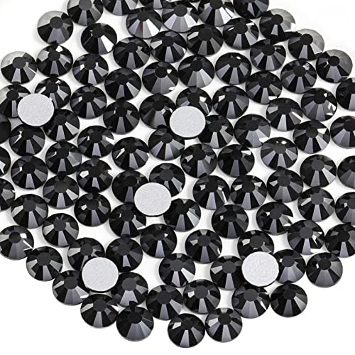 Image of Beadsland Flat Back Crystal Rhinestones, Jet Hematite, SS16, 2880pcs | Flatback Glass Gems, 3.8-4.0mm, for Nail Art Craft, Glue Fix