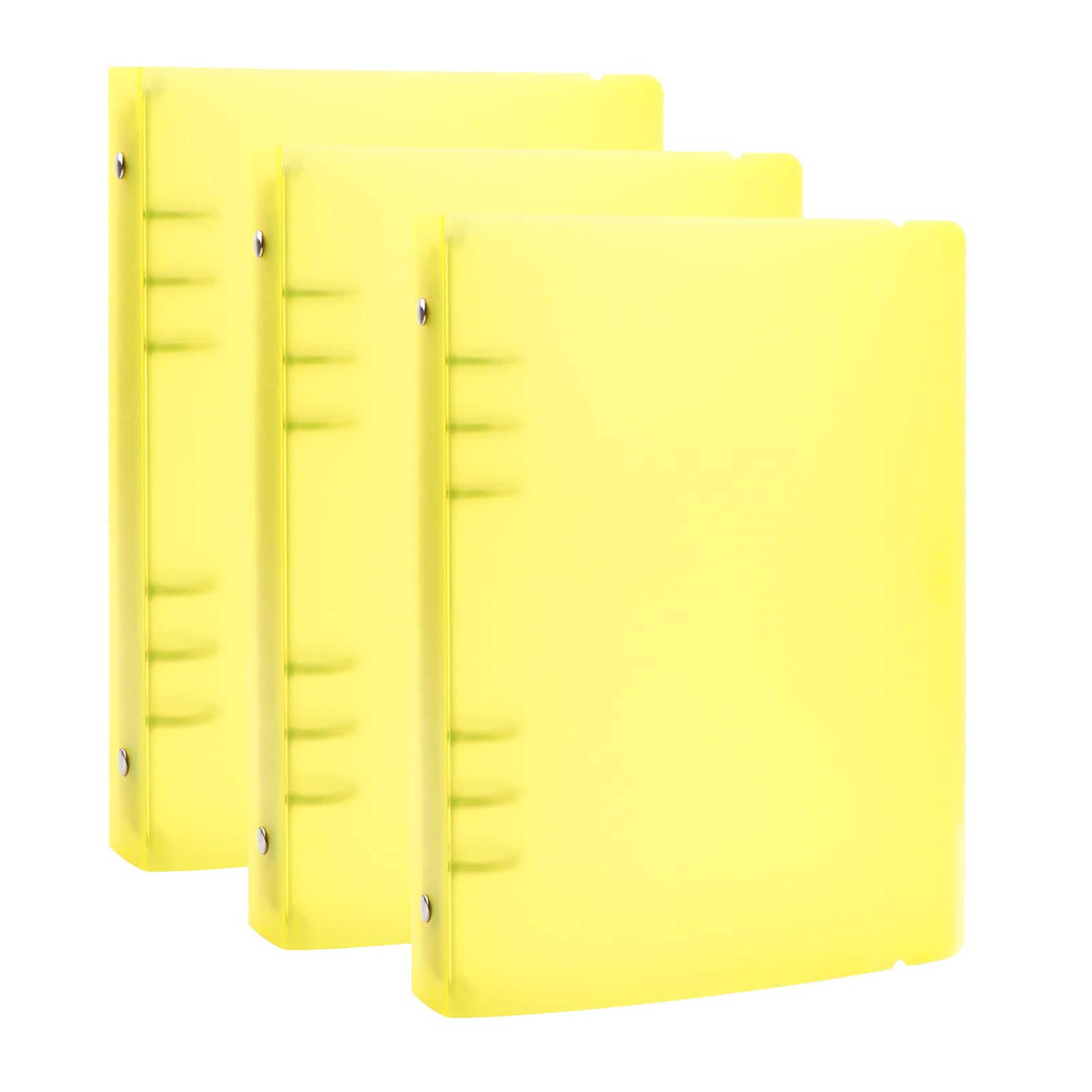 Briartw Confezione da 3 copertine per raccoglitori A5 a 6 anelli, in polipropilene resistente, compatibili con inserti da 20,3 x 14,5 cm, tasche protettive per pagine e carta, gialle per progetti fai