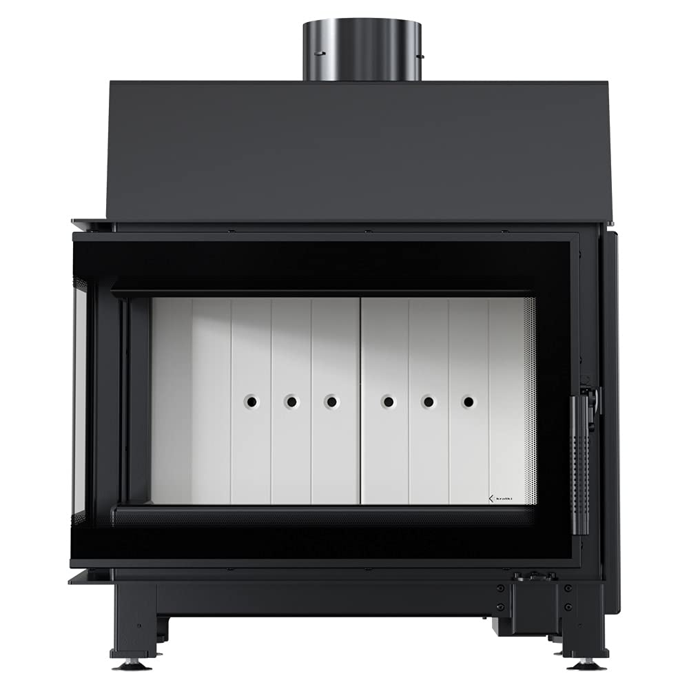 KRATKI Inserto per camino in acciaio a legna SIMPLE 6 kW Ø150 sinistro A | Acciaio nero, efficienza 80,6%, classe A. Ecodesign, BImSchV 2; per recupero calore.; combustione efficiente; basse emissioni
