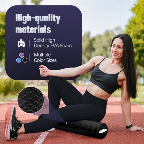 ACTIVE FOREVER Solid Floating Dot Foam Roller,Relieve Muscle Tension&Promote Circulation,High Density Massage Rollers for Back, Legs, Fitness, Yoga, Pilates-Black(90cm*15cm) - Image 3