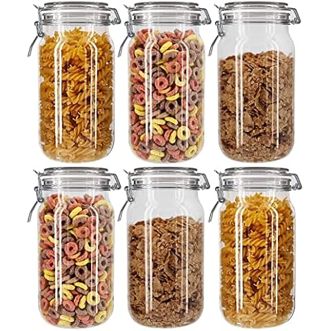 Airtight Storage Containers with Swing Top and Lid - Set of 6 - 1500 ml - for Food Made of Shatterproof Plastic (BPA ) - Preservation Food Storage Containers Cover