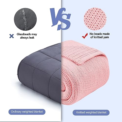 L'AGRATY Knitted Weighted Blanket - 48"x72" 20lbs Cooling Chunky Knit Heavy Blanket for Adults Braided Crochet Throw Thick Cable Yarn Knit Decorative No Beads Evenly Weighted Machine Washable