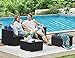 SONGMICS Gartenmöbel-Set, Balkonmöbel aus PE-Polyrattan, Terrassenmöbel, Ecksofa, Outdoor, handgeflochtenes Rattan, Lounge-Set, mit Kissen und Glastisch, schwarz-grau GGF005B04
