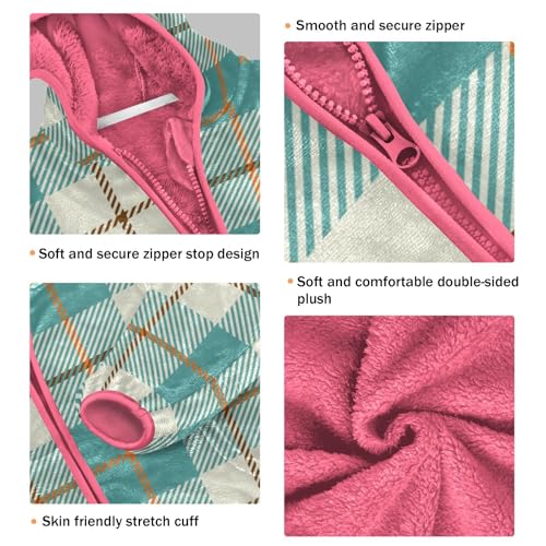 GuoChe Buffalo Plaid Fashion Teal Boys Sherpa Jacket3