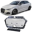 Sport Kühlergrill Wabengrill Schwarz Glanz für Audi A3 8V 16-20 mit ACC