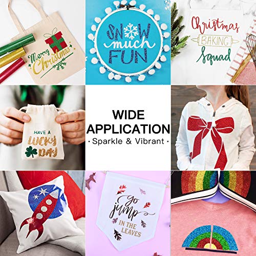 Image of HTVRONT Glitter HTV Heat Transfer Vinyl Roll - 10 inch x 8ft Blue Glitter HTV Vinyl for Shirts, Blue Glitter Iron on Vinyl for All Cutter Machine - Easy to Cut & Weed for Heat Vinyl Design