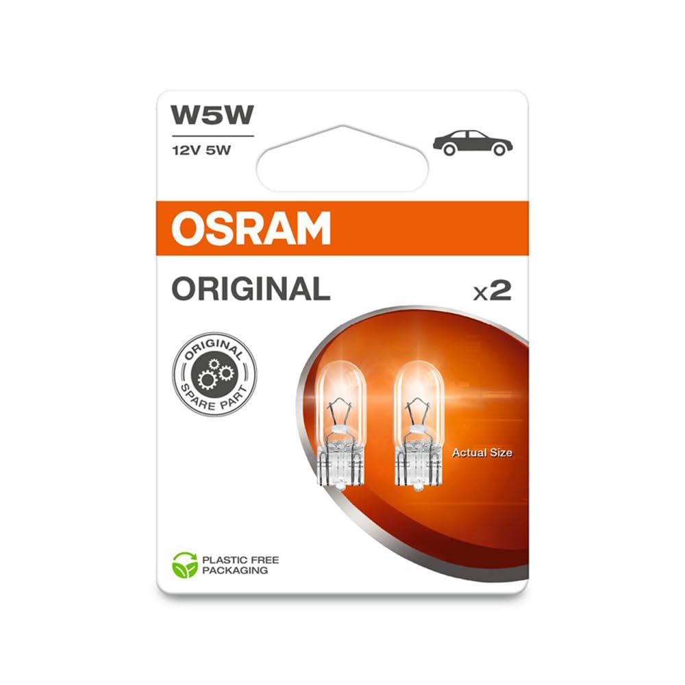 Osram ORIGINAL LINE 12V, W5W, signal lamp, Glass Wedge Base, Double Blister (2 lamps)
