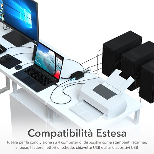 Sabrent Switch USB 2.0 per Condividere fino a 4 Computer e Periferiche con Indicatori LED (USB-USS4) - Hub USB - Immagine 4