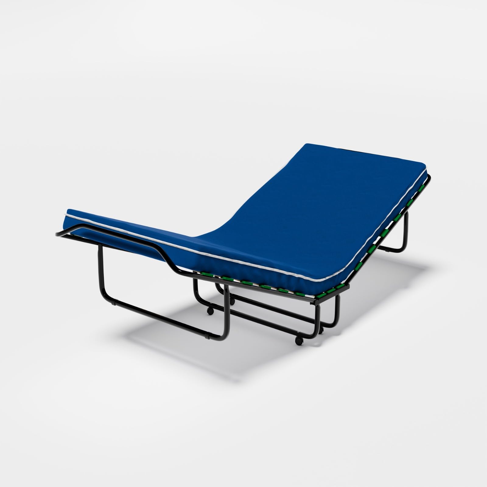 Brandina pieghevole in acciaio a 15 doghe in legno con materasso H6 cm e ruote Letto Pieghevole con Materasso, Struttura in Acciaio 80x190cm a tubolare tondo 25mm