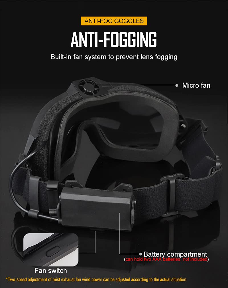 ACEXIER Gafas de Seguridad tácticas Airsoft Paintball con regulador Ajustable, Juego de Gafas antivaho a Prueba de Viento
