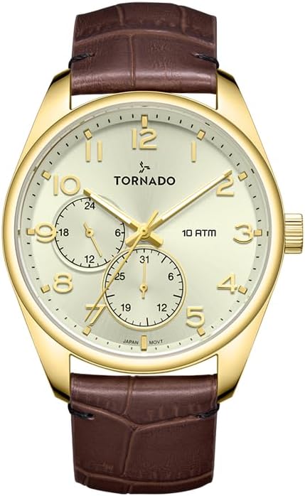 CELESTIA CLASSIC Men's Watch, Multi Function Display and Genuine Leather Strap