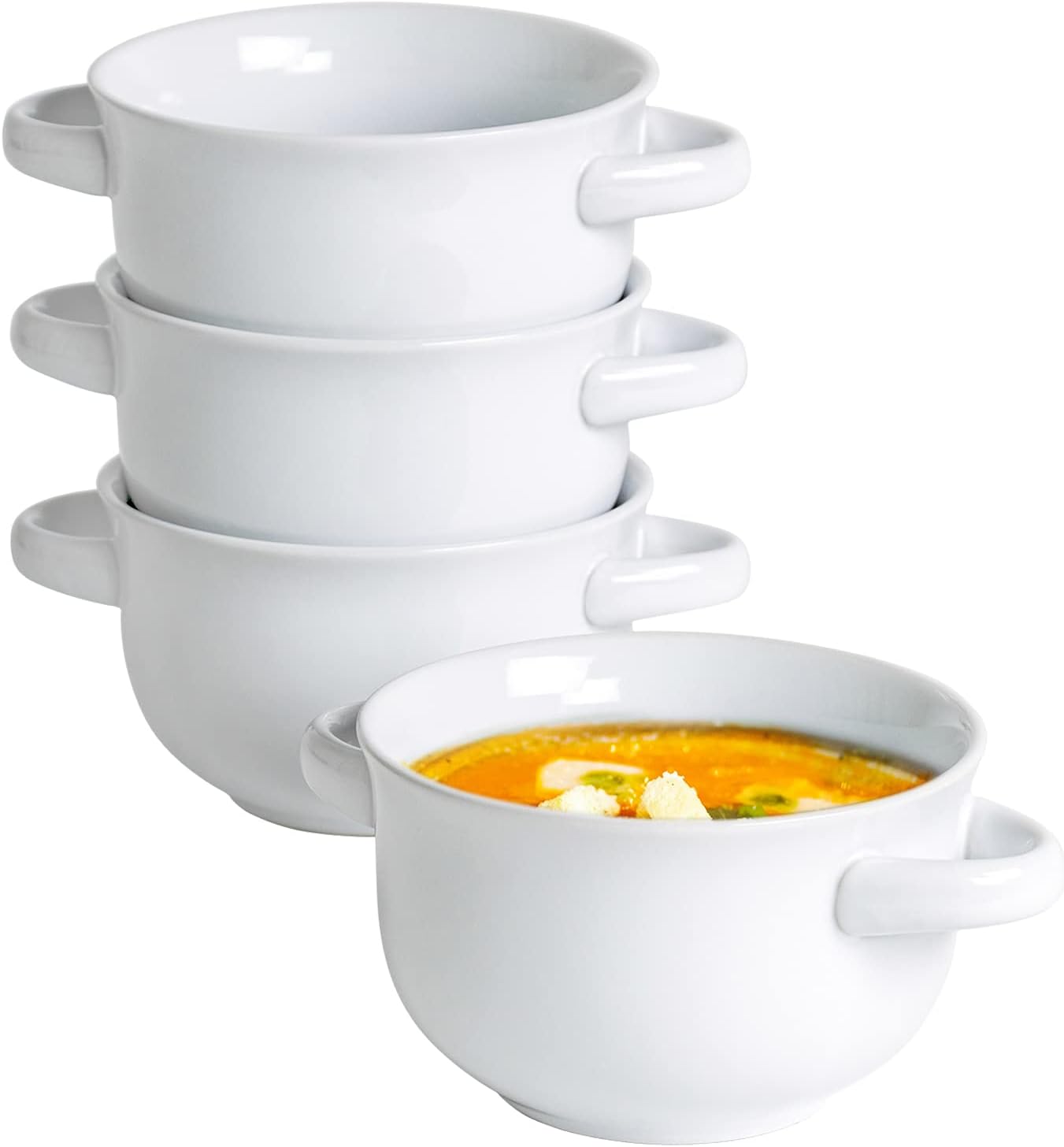 Set of 4 White Porcelain Soup Bowls Amazon.co.uk Home & Kitchen