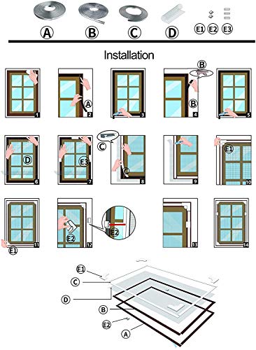 NeatiEase Fliegengitter Fenster Magnet, Max 150 x 180 CM, DIY Insektenschutz Magnetfenster, Weiß Magnet Rahmen für Fliegengitter Fenster Mückengitter ohne Bohren(graue Netz)-6