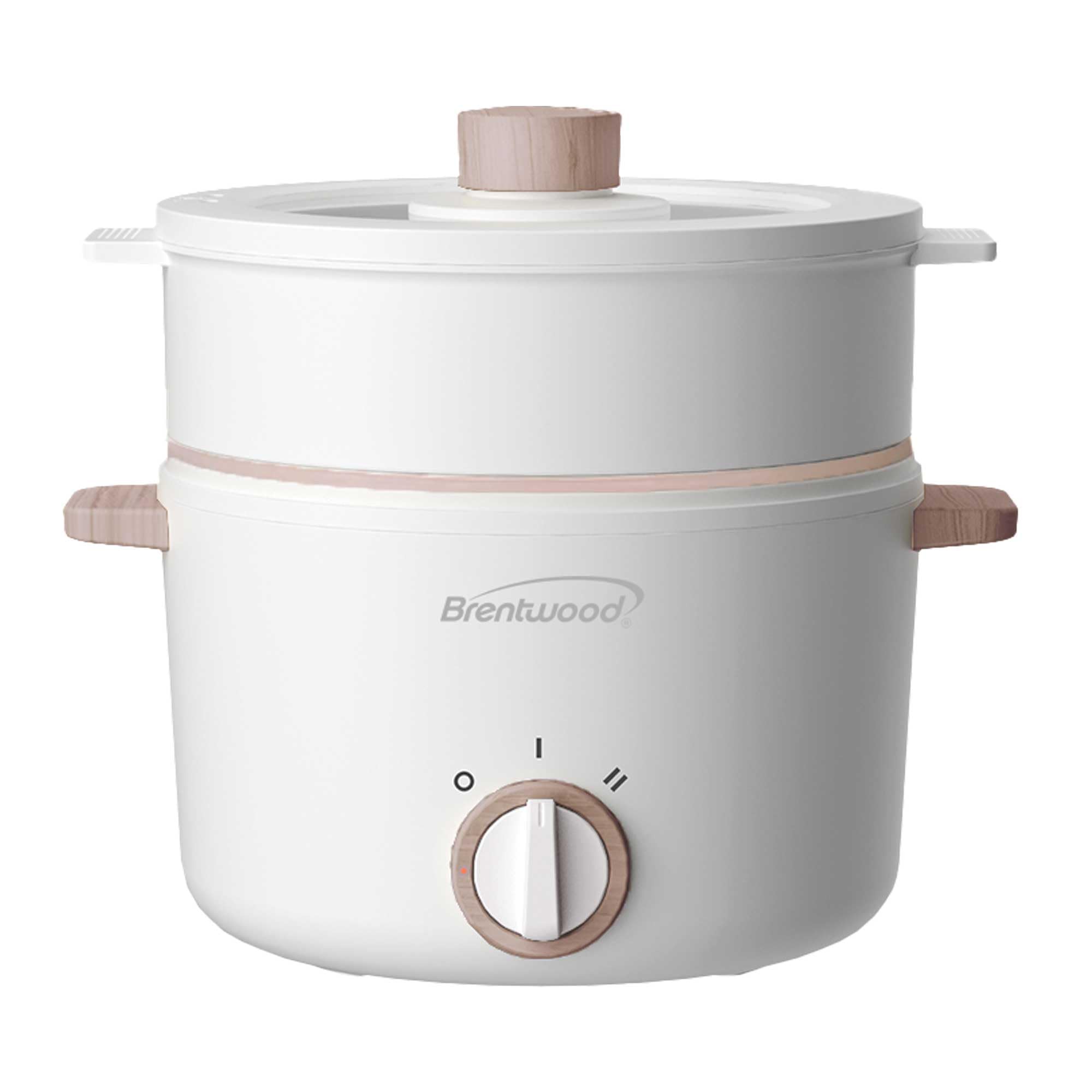 Brentwood Multi-Function Electric Hot Pot Cooker and Food Steamer with Ceramic Non-Stick Ceramic Coating (HPS-3302W)