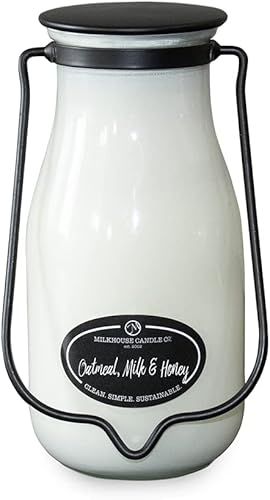 Vista 15 de Milkhouse Candle Company, Creamery Glow Collection Vela de soja perfumada: Milkbottle Candle, Tobacco & Honey, 14 onzas