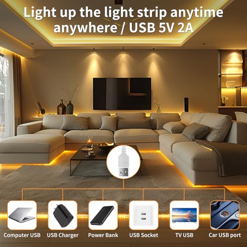 Tira de LED COB 5V USB 2 metros blanca regulable miniatura 5