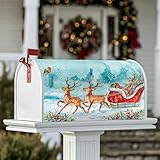Thème et éléments de design : cette housse de boîte aux lettres dispose d'un ravissant thème de Noël, mettant en valeur des rennes ludiques et un traîneau classique rempli de cadeaux, apportant une ambiance festive à votre intérieur.
