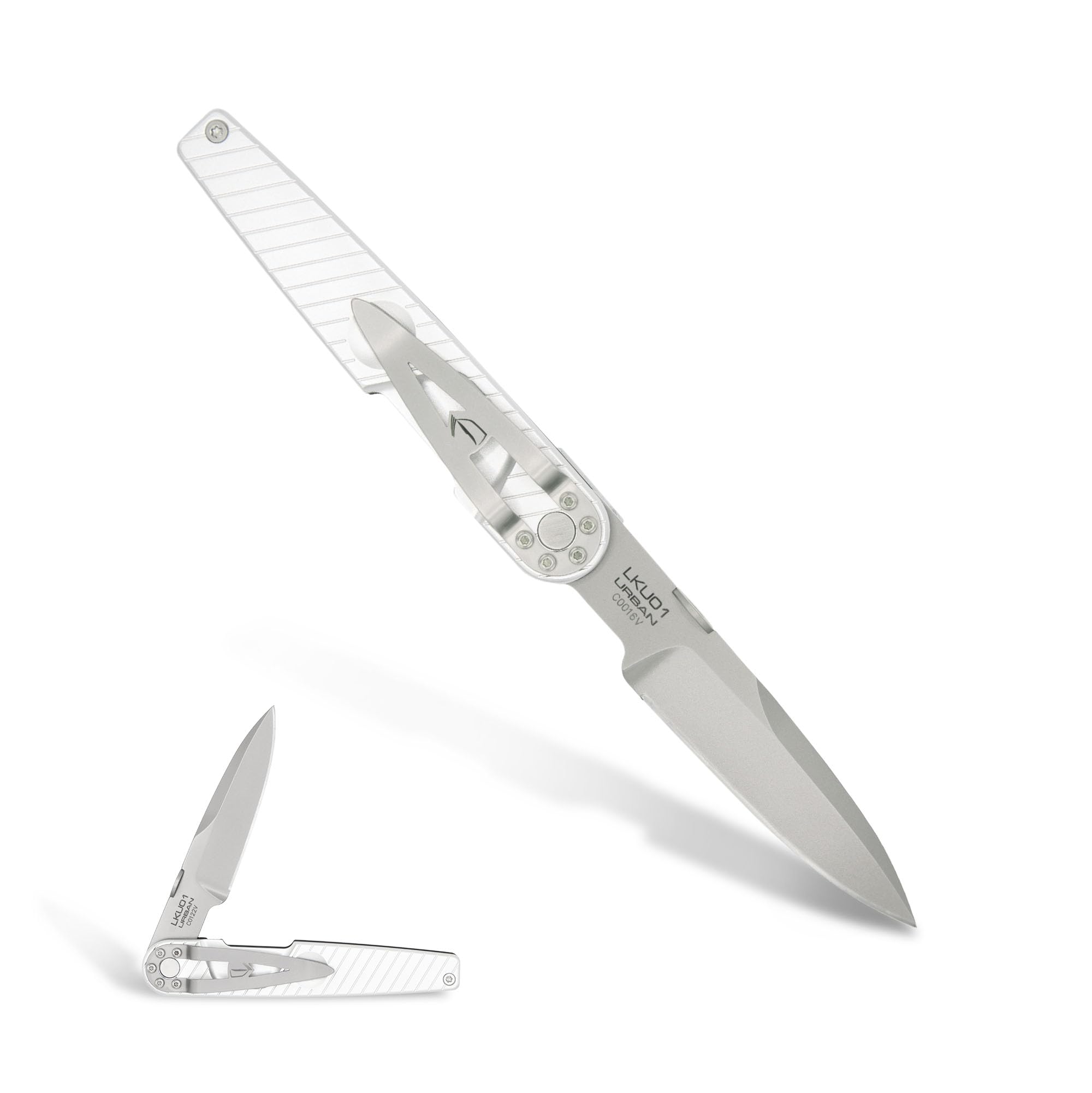 LKU01 (Sideral), Folding Knife, Böhler N690 Steel Blade 58 HRC, Sandblast Finish, Smooth Aluminum Handle, Ergonomic Design, Durable Folding Knife, Italian Craftsmanship