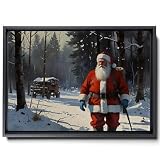 Santa Winter Landscape Print, Snowy Landscape Print, Christmas Home Decor, Vintage Christmas, Rustic Xmas Decor, Winter Landscape, Santa Claus Art, Canvas Wall Art, Arts -  StoreUSA9789