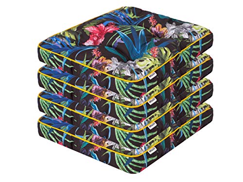 PillowPrim 4er Set Stuhlkissen 49x47 cm Sitzauflagen Polsterauflagen Outdoor/Indoor Außen/Innen Garten Winter gatren Freizeit Sommer Sommerferien Bunte Bläter