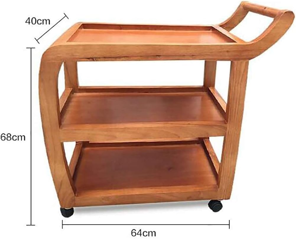 Kitchen Serving Cart Catering Service Rolling Trolley Cart 3 Tier Solid Wood Wine Rack Home Hotel Restaurant Island Serving Cart K(