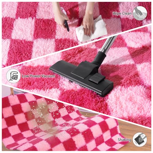 Tapete decorativo Pionblank 5x7 pies rosa suave antideslizante miniatura 6