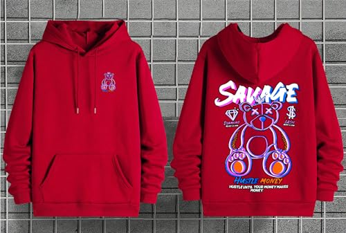 Image of Dagcros Hoodies Printed Fleece Lined Sweatshirts Casual Athletic Workout Pullover with Kangaroo Pocket for Men's