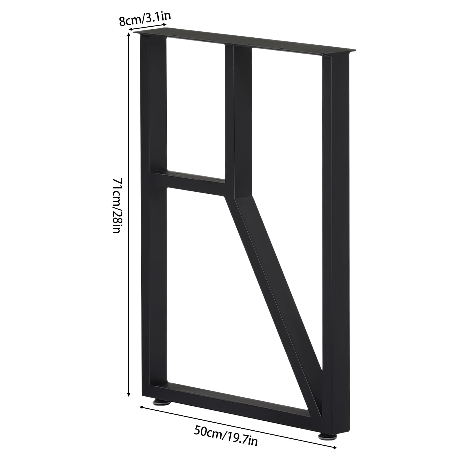 Juego de 2 patas de metal para muebles, color negro, capacidad de carga de 200 kg, 50 x 71 cm, para mesa de café, mesa de comedor, escritorio, muebles, patas de placa de altura regulable con